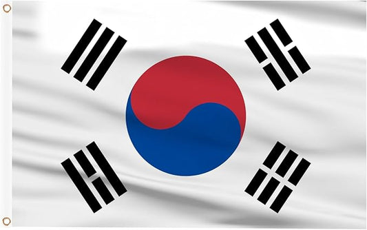 AhfuLife Korean Flag 3x5 Ft 2 Pcs, Large Korean Flags for Outside - Double Side with Brass Eyelets for Korean Party Decorations, Soccer Party Bar Garden Decoration Indoor Outdoor