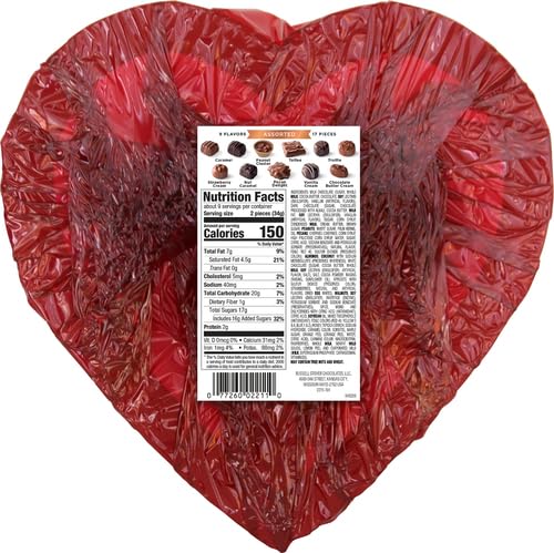 Russell Stover, Red Foil Heart, 10 Ounce - Chocolate Gift Box for Valentine's Day, Mother's Day, Anniversary and Birthdays (Pack of 2)