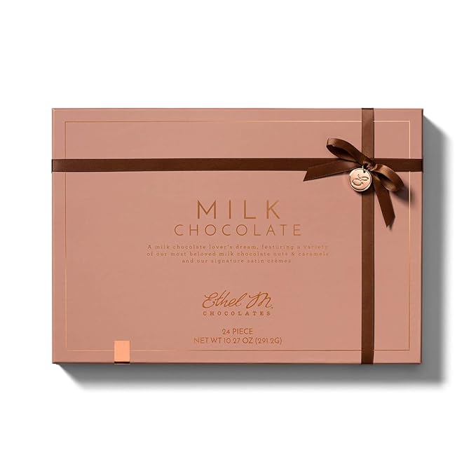 Ethel M Chocolates Premium Milk Chocolate Collection Chocolate Gift Box Candy Assortment, 24 Pieces of Creamy, Smooth and Rich Chocolate Gems