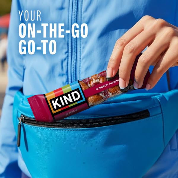 KIND Nut Bars, Cranberry Almond, Healthy Snack Bars, Gluten Free, Low Sugar, 6g Protein, 12 Count