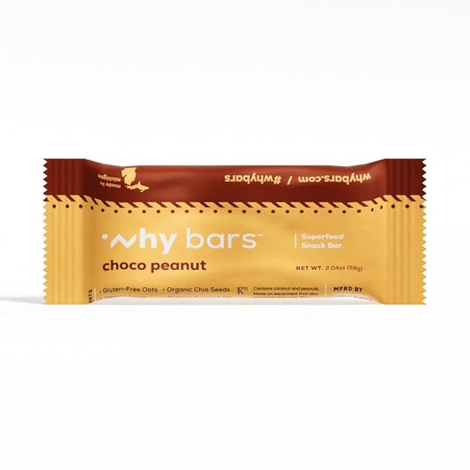 Why Bars, Superfood Protein Bars, 2.04 Ounce Bars - Protein Bar Superfood, Gluten Free, Non GMO, Organic, Vegan, Simple Ingredients (Chocolate Peanut Butter)