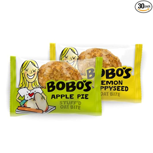 Bobo's Fruit Bite Variety Pack, Apple Pie Bites (15 Bites) and Lemon Poppyseed (15 Bites) (Fruit Bites)