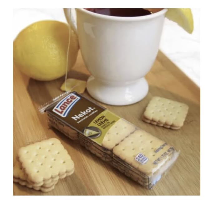 Lance Nekot Cookie Sandwiches Lemon Creme Filling, Lance, Nekot Peanut Butter Crackers, Nekot Cookies, Lance Cookies, for a total of 20 units