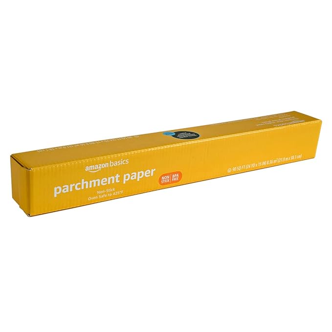 Amazon Basics Parchment Paper for Baking, Non-Stick, 90 Sq Ft Roll, 2 Pack