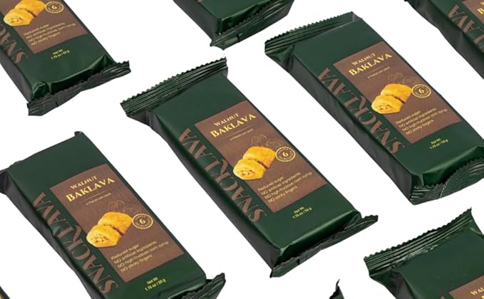 Snacklava Walnut Baklava - 20 Pack (80 Pieces) - No Artificial Ingredients, Colors or Preservatives - Premium Handmade Pastries