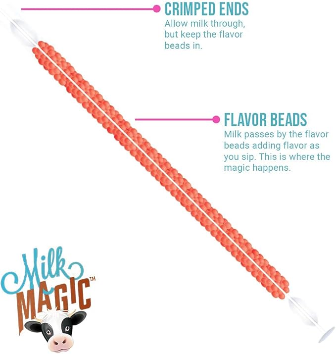 Milk Magic Milk Flavoring Straws, 4-Pack Bundle (16 Milk Straws) Unicorn Kisses, Strawberry Banana, Birthday Cake, Cinnamon Roll Cereal Straws