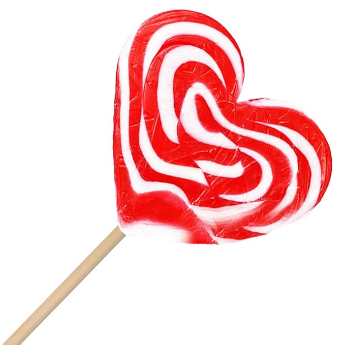12-Pack Fruidles Jumbo 80 Gram Swirl Lollipop Red and White Heart Design, Party Bag Fillers, Individually Wrapped,