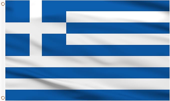 AhfuLife Greece Flag 3x5 Ft, Large Greek National Flags for Outside - Double Side with Brass Eyelets for Greece Party Decorations, Soccer Party Bar Garden Decoration Indoor Outdoor