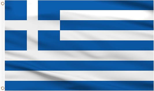AhfuLife Greece Flag 3x5 Ft, Large Greek National Flags for Outside - Double Side with Brass Eyelets for Greece Party Decorations, Soccer Party Bar Garden Decoration Indoor Outdoor