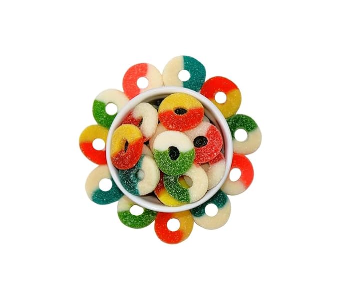 Assorted Flavored Gummy Rings- Bulk Assorted Gummy Candy Mix - Fresh, Soft, and Chewy Sugar Dusted Gourmet Candy Rings (3 Pound)