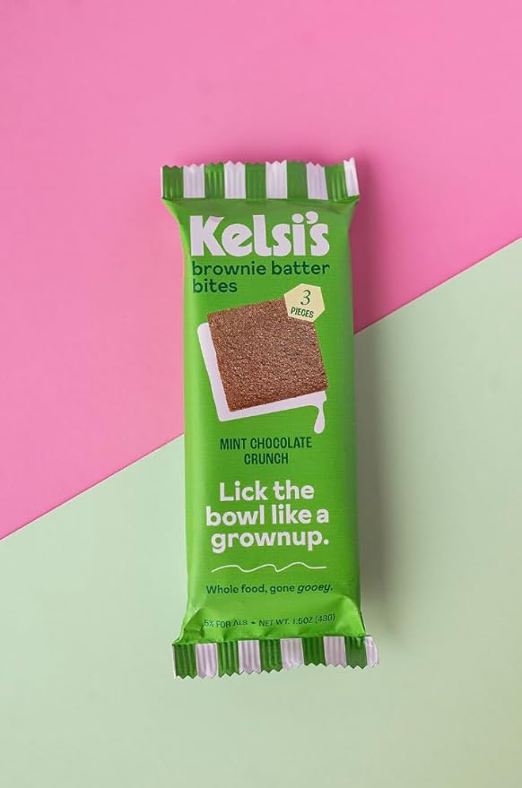 Kelsi's Mint Chocolate Crunch Brownie Batter Bites, 8 pack - Whole Ingredients, Healthy Brownie Bites, Dairy Free, Gluten Free, Soy Free Chocolate, Zero Refined Sugar, Paleo, Minimally Processed, Healthy Snack Alternative for Adults & Kids
