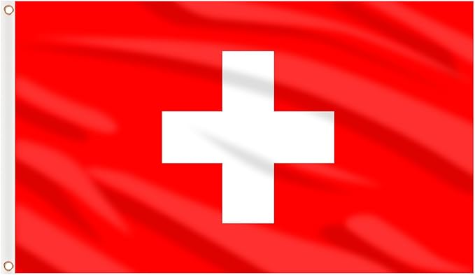 AhfuLife Switzerland Flag 3x5 Ft, Large Switzerland National Flags for Outside - Double Side with Brass Eyelets for Olympic Party Decorations, Bar Garden Street Decoration Indoor Outdoor