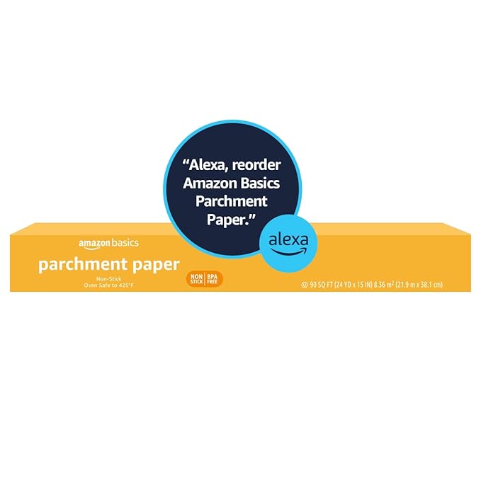 Amazon Basics Parchment Paper for Baking, Non-Stick, 90 Sq Ft Roll, 1 Pack