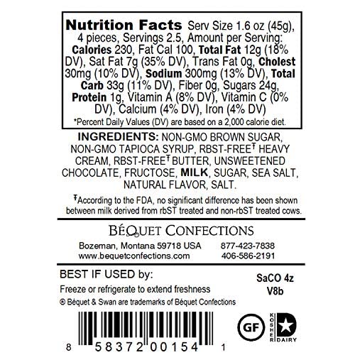 Béquet Caramel - Salt Chocolate Caramel - Caramel Candy Individually Wrapped - Gourmet Caramel Candy - Made in Montana - Kosher (Star-D) and Gluten Free - 5 LB Box