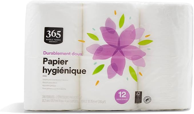 365 by Whole Foods Market, Sustainably Soft Bath Tissue, Hypoallergenic, 286 Sheets per Roll, 12 Count