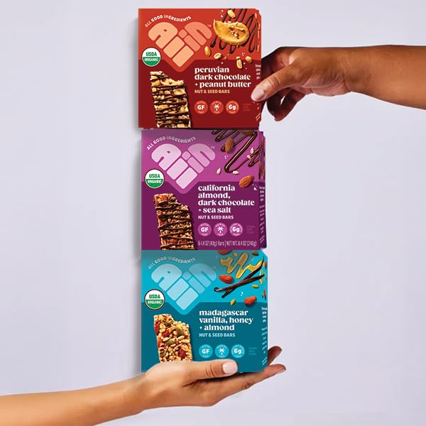 All In Snack Bars - Gluten Free - Organic - Non-GMO - Allergen Friendly (18 Pack, Vanilla, Peanut Butter, & Chocolate Sea Salt)