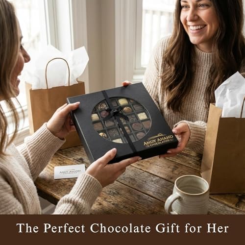 Andy Anand Chocolatier Belgian Chocolate Truffles Gift Box Handcrafted Gourmet Chocolate European Imported Chocolate Truffles Perfect as Chocolate Gifts For Women (25 Pcs,7.8 Oz)