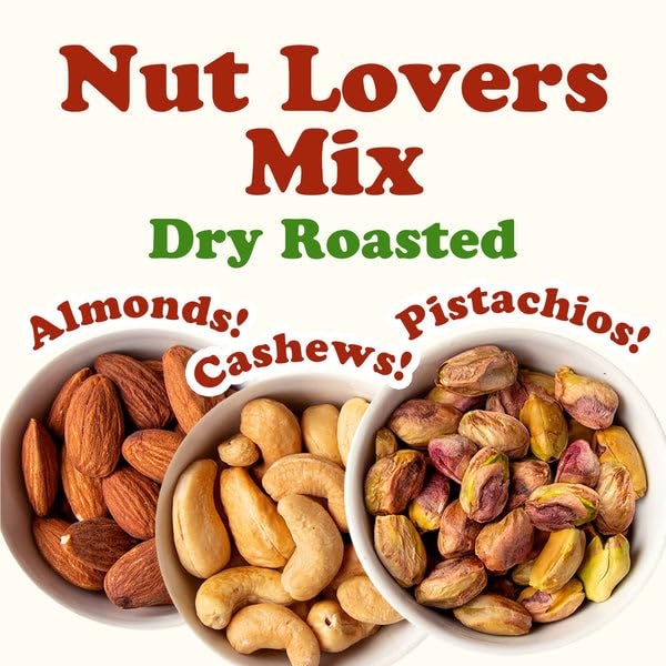 Food to Live Nut Lovers Mix, 8 Pounds – Premium Dry Roasted Pistachios No Shell, Almonds and Cashews Blend. No Salt Added. Trail Snacks for Adults and Kids. Vegan, Kosher, Bulk