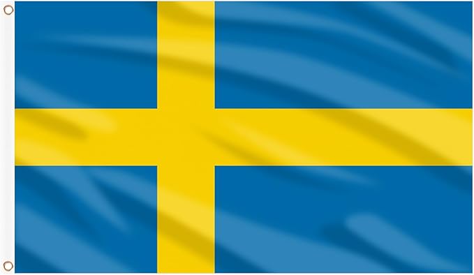 AhfuLife 2 Pcs Swedish flag Sweden Flag 3x5 Ft, Large Swedish National Flags for Outside - Double Side with Brass Eyelets for Olympic Party Decorations, Bar Garden Street Decoration Indoor Outdoor