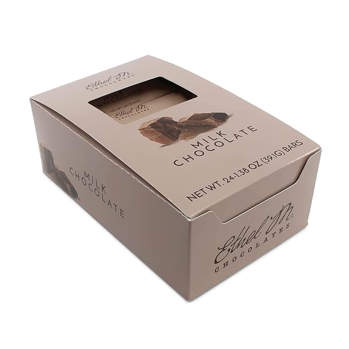 Ethel M Chocolates Premium Milk Chocolate Bars, Individually Wrapped Chocolate Candy Bars, for Gifting, Holidays & Everyday Indulgence (24 Pieces)