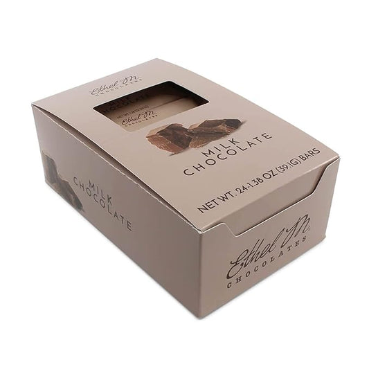 Ethel M Chocolates Premium Milk Chocolate Bars, Individually Wrapped Chocolate Candy Bars, for Gifting, Holidays & Everyday Indulgence (24 Pieces)