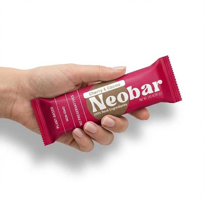 NEOBAR Fruit and Nut Bars - Plant-Based Vegan Snack Bars, Gluten Free Dairy Free Snacks, No Added Sugar, No Preservatives, Non-GMO | Cherry & Cacao,12 Count