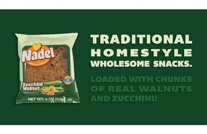 Nadel - Naturally Delicious Sweet Breads Variety Pack (Banana Walnut, Cappuccino Chocolate Chip, Carrot Walnut, Zucchini Walnut). (8 Pack, 2 Breads Per Flavor)