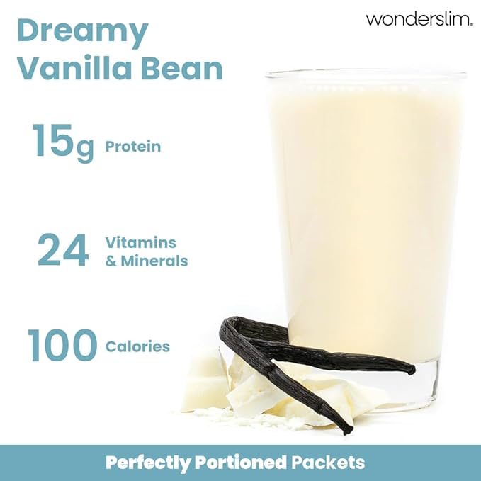 WonderSlim Meal Replacement Shake, Vanilla Cream, 15g Protein, 24 Vitamins & Minerals, Gluten Free (7ct)