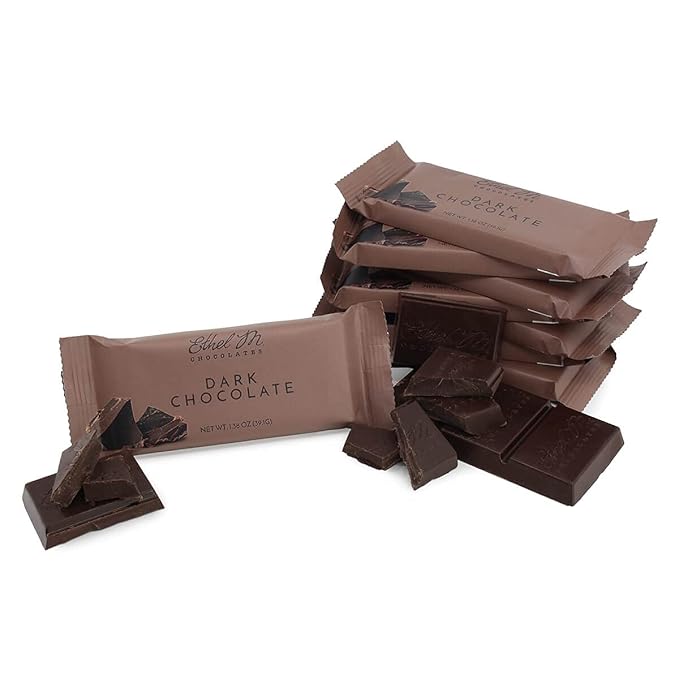 Ethel M Chocolates Premium Dark Chocolate Bars, Individually Wrapped Chocolate Candy Bars, for Gifting, Holidays & Everyday Indulgence (8 Pieces)