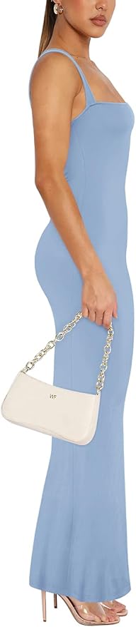 REORIA Sexy Square Neck Sleeveless Elegant Ribbded Long Maxi Dress Wedding Guest Dresses for Women 2026 Summer