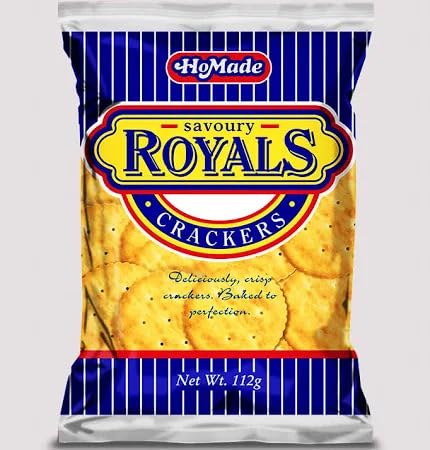 HoMade Savoury Royals Original Crackers, Jamaican Caribbean Snack, Crispy Crackers, 112g, Pack of 3