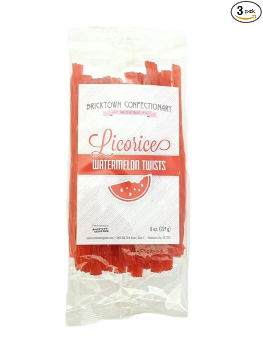 Watermelon Licorice Twists - Fat-Free Old Fashioned Gourmet Watermelon Licorice Candy - Soft & Chewy Texture with Bold Fresh Flavor - Licorice Candy - (8 oz)