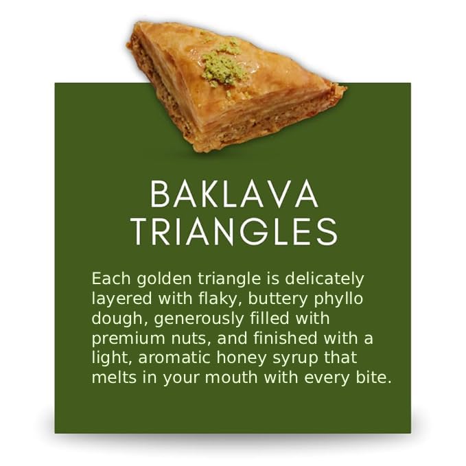 Cedar Pastries 8-Piece Grab N’ Go Traditional Triangle Baklava | Handmade Mediterranean Dessert Treats | Kosher & Halal