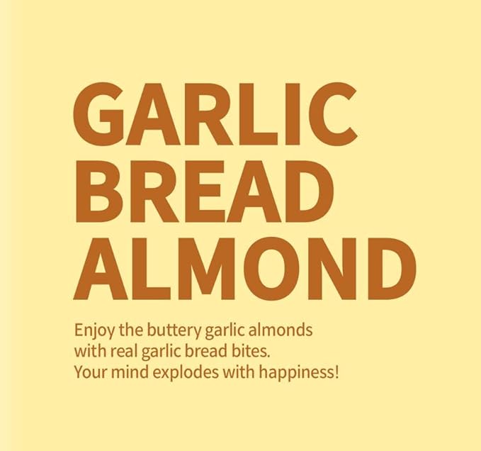 [Official Gilim HBAF] Korean Garlic Bread Seasoned Almonds Nut Protein Snack | After-School, Work, Trip Camping Snack | Pre-workout Snack | Asian Snack Korean Sovenior (Garlic Bread 1x190gram Pack)