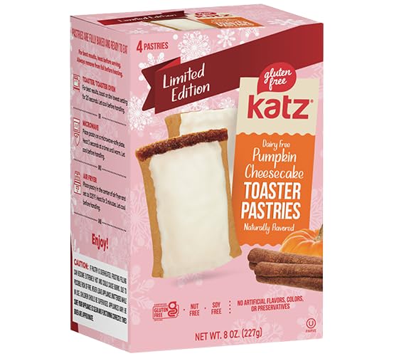 Katz Gluten Free Snacks Toaster Pastries Variety Pack. Apple Crisp, Cinnamon, Chocolate Chip, Strawberry, Iced Holiday Berry, & Pumpkin Cheesecake. Free of Dairy, Peanuts, Tree Nuts, and Sesame (6Pk)