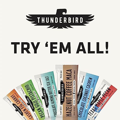 Thunderbird Bars Energy Snack, Gluten-Free With Protein, Healthy Real Food, Vegan Paleo Non-Gmo, No Added Sugar, Mexican Hot Chocolate Flavor (12 Count, 1.7 Oz. Bars) - Spicy