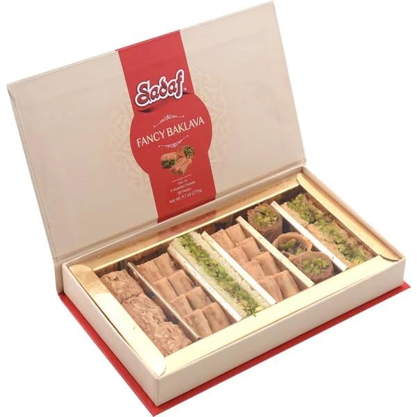 Sadaf Fancy Baklava - Sweet Baklava Pastry - Tasty Snack - Middle Eastern Delight - Pastry Gift Box - 6 Assorted Sweets | 28 pieces