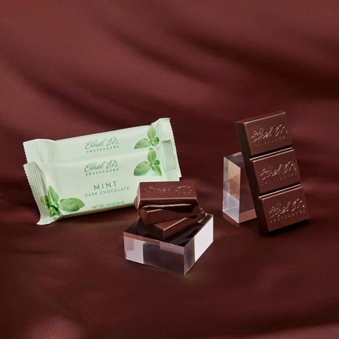 Ethel M Chocolates Premium Dark Mint Chocolate Mint Bars, Individually Wrapped Chocolate Candy Bars, for Gifting, Holidays & Everyday Indulgence (8 Pieces)