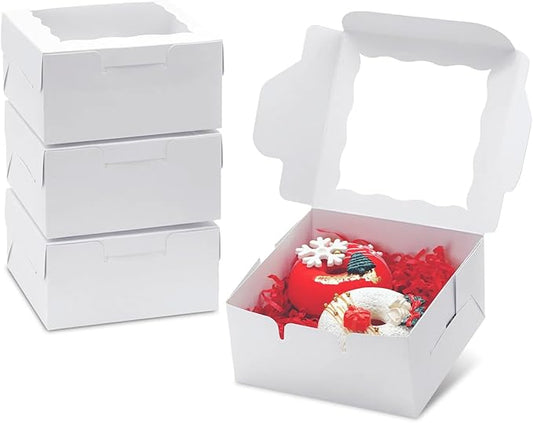 JOHOPACK 20 Pack 5x5x2.5 Inch Bakery Boxes Cookie Boxes with window Treat Box Chocolate Covered Strawberries Box for Macaroon Dessert Cupcake Pastry Muffins