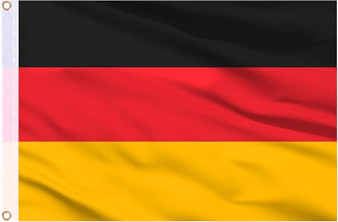AhfuLife German Flag 3 x 5 Ft, Large Germany Flag for Outside - Double Side with Brass Eyelets for Olympic Party Decorations, Oktoberfest Bar Garden Street Decoration Indoor Outdoor