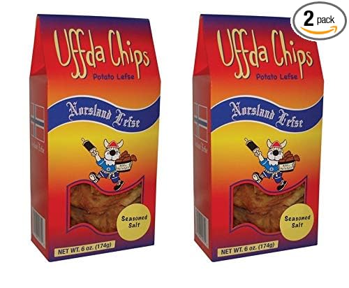 Uffda Chips - Made From Real Lefse - 6 oz. By Norsland Lefse - 2 Pack (Seasoned Salt)