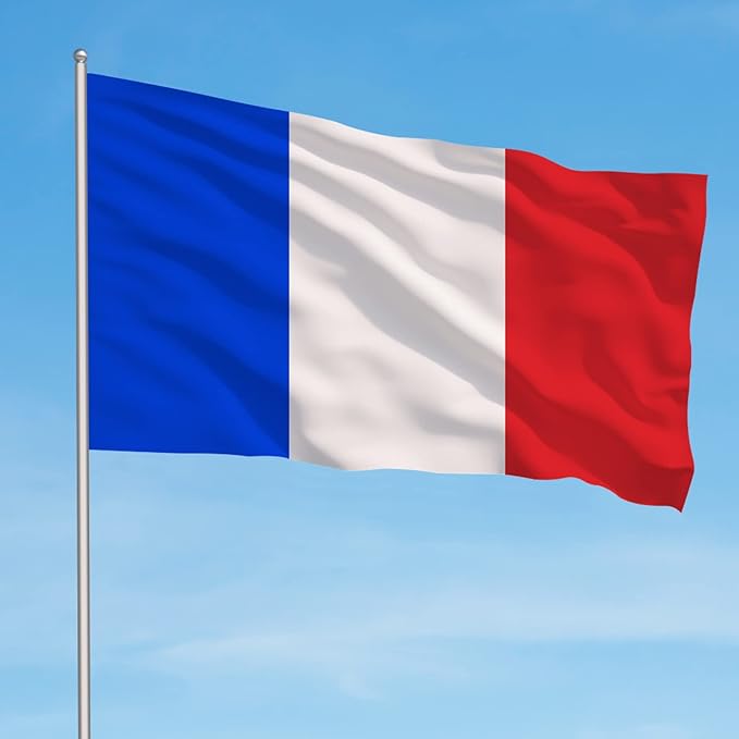 AhfuLife French Flag 3 x 5 Ft France Flag, Large France National Flags for Outside - Double Side with Brass Eyelets for Olympic Party Decorations, Bar Garden Street Decoration Indoor Outdoor