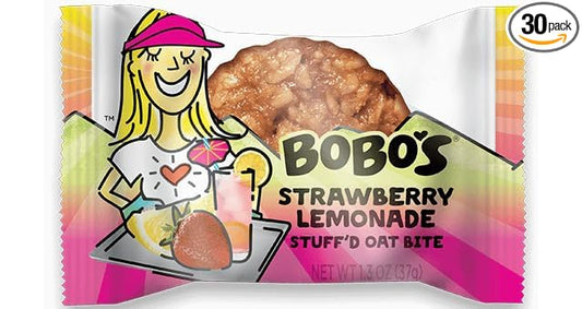 Bobo's Oat Bites Stuff'd Strawberry Lemonade, Pack of 30 (1.3 oz Bites), Gluten Free Whole Grain Rolled Oats