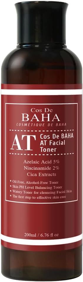 Cos De BAHA Azelaic Acid Facial Toner 6.76 Fl Oz – Niacinamide, Centella & Hyaluronic Acid Hydrating Toner for Uneven Tone, Redness-Prone & Oily Skin (200 ml)