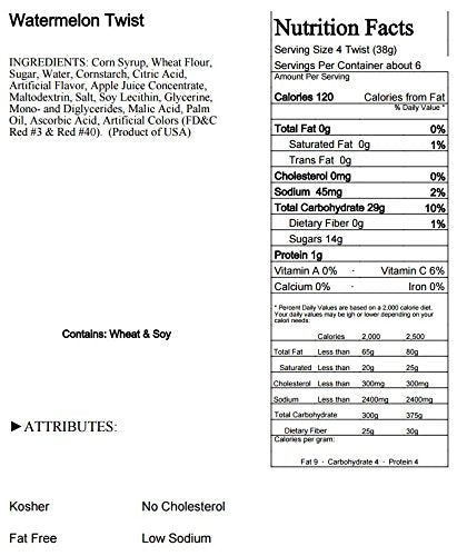 Watermelon Licorice Twists Pack of 3 - Fat-Free Old Fashioned Gourmet Watermelon Licorice - Soft & Chewy Texture with Bold Fresh Flavor (Total 24oz)