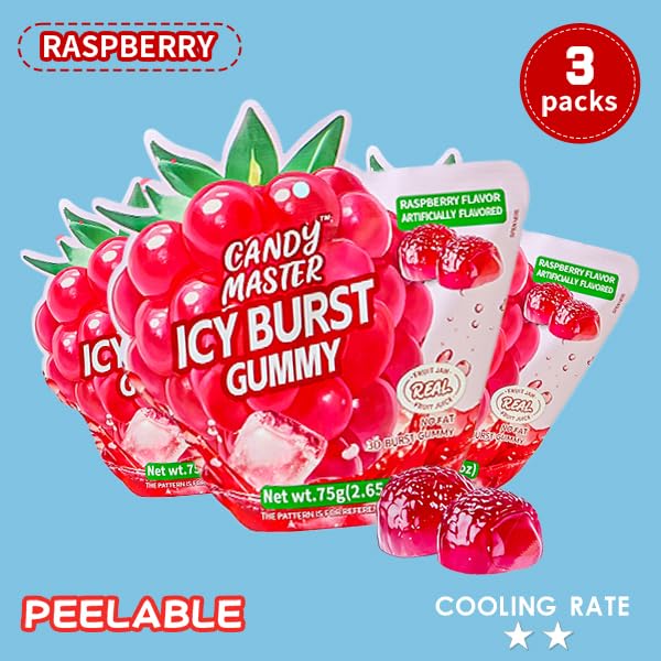 Candy Master Peelable Fruit Gummies Rassberry Flavors 3Pack, 6 Flavors Fun to Peel, Chewy Texture, Halal-Certified Holiday Gifts