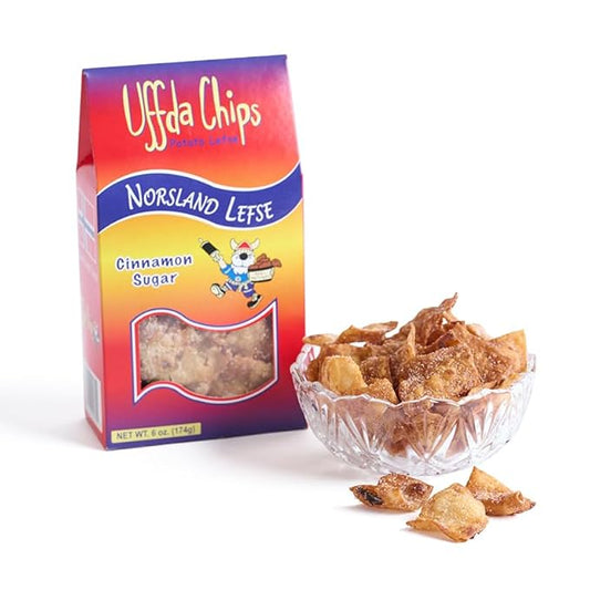 Uffda Chips - Made From Real Lefse - 6 oz -By Norsland Lefse (Cinnamon Sugar)
