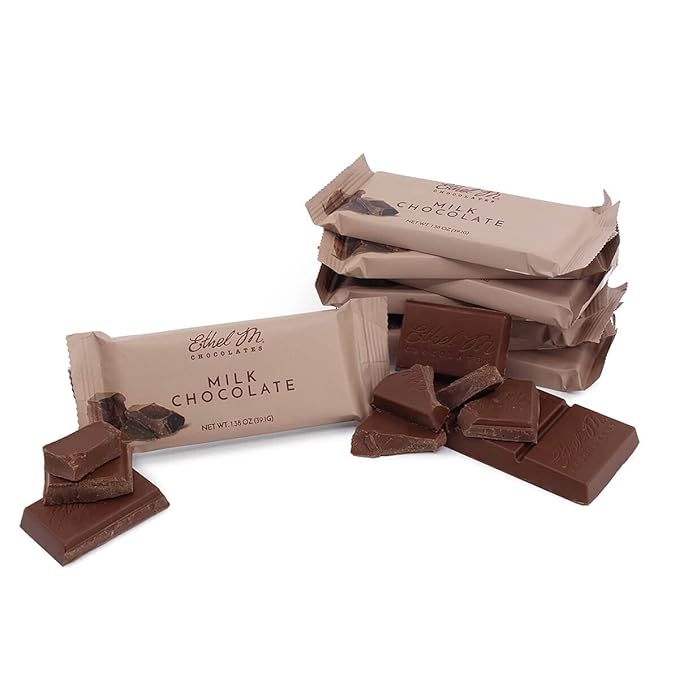 Ethel M Chocolates Premium Milk Chocolate Bars, Individually Wrapped Chocolate Candy Bars, for Gifting, Holidays & Everyday Indulgence (8 Pieces)