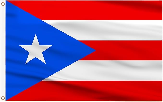 AhfuLife Puerto Rico Flag 3x5 Ft, Large Puerto Rican Flags for Outside - Double Side with Brass Eyelets for Puerto Rican Party Decorations, Soccer Party Bar Garden Decoration Indoor Outdoor