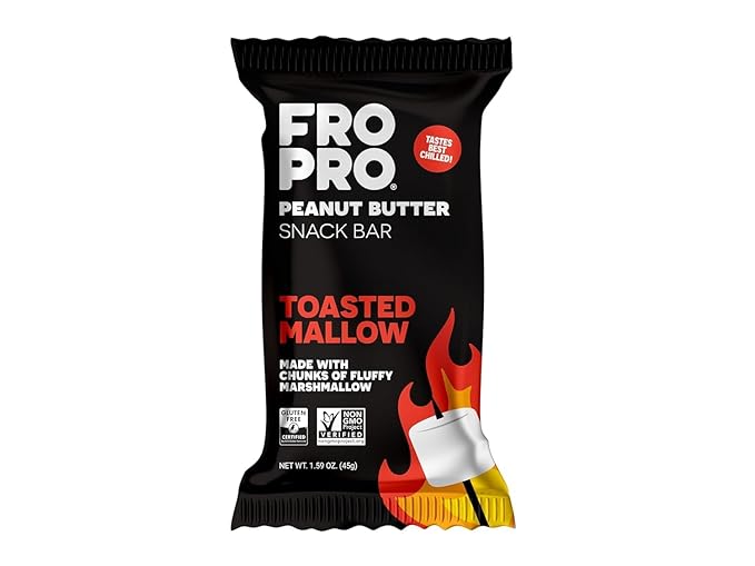 FROPRO Snack Bars - Plant Powered Peanut Butter Protein Bars. All-Natural, Gluten-Free, Dairy-Free, Egg-Free, & Non-GMO | Toasted Mallow, 6 Pack
